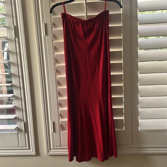 Tim Olivier Vintage Cherry Red Fit and Flare Viscose Stretch Maxi Skirt - Picture 3 of 13